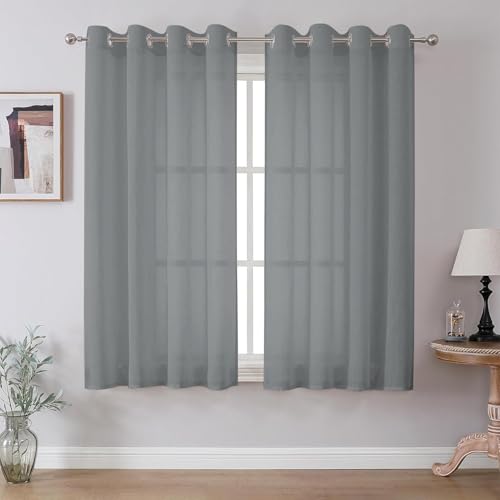 CUCRAF Leinen Voile Vorhänge mit Ösen Lichtfilterung Gardine für Schlafzimmer Wohnzimmer, Grau Blau, H145 x B140cm 2er Set CUCRAF Leinen Voile Vorhänge mit Ösen Lichtfilterung Gardine für Schlafzimmer Wohnzimmer, Grau Blau, H145 x B140cm 2er Set von CUCRAF