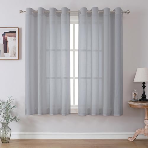 CUCRAF Leinen Voile Vorhänge mit Ösen Lichtfilterung Gardine für Schlafzimmer Wohnzimmer, Grau Blau, H160 x B140cm 2er Set CUCRAF Leinen Voile Vorhänge mit Ösen Lichtfilterung Gardine für Schlafzimmer Wohnzimmer, Grau Blau, H160 x B140cm 2er Set von CUCRAF