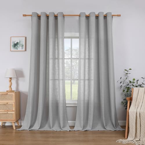 CUCRAF Leinen Vorhänge mit Ösen 2er Set H 175 x B 140 Hellgrau Halbtransparente Leinenvorhang Wohnzimmer Leinenoptik Voile Gardinen Leinenfarbe Schlafzimmer Stores CUCRAF Leinen Vorhänge mit Ösen 2er Set H 175 x B 140 Hellgrau Halbtransparente Leinenvorhang Wohnzimmer Leinenoptik Voile Gardinen Leinenfarbe Schlafzimmer Stores von CUCRAF