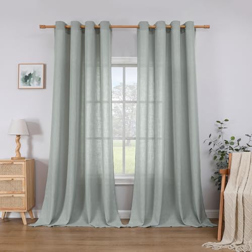 CUCRAF Leinen Vorhänge mit Ösen 2er Set H 260 x B 140 Salbeigrün Halbtransparente Leinenvorhang Wohnzimmer Leinenoptik Voile Gardinen Leinenfarbe Schlafzimmer Stores CUCRAF Leinen Vorhänge mit Ösen 2er Set H 260 x B 140 Salbeigrün Halbtransparente Leinenvorhang Wohnzimmer Leinenoptik Voile Gardinen Leinenfarbe Schlafzimmer Stores von CUCRAF