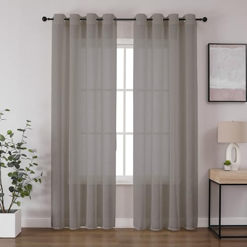 CUCRAF Leinenoptik Voile Vorhänge mit Ösen Halbtransparent Gardine für Schlafzimmer Wohnzimmer H225 x B140cm 2er Set,Hellgrau CUCRAF Leinenoptik Voile Vorhänge mit Ösen Halbtransparent Gardine für Schlafzimmer Wohnzimmer H225 x B140cm 2er Set,Hellgrau von CUCRAF