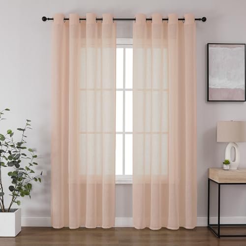CUCRAF Leinenoptik Voile Vorhänge mit Ösen Halbtransparent Gardine für Schlafzimmer Wohnzimmer H245 x B140cm 2er Set,Baby Rosa CUCRAF Leinenoptik Voile Vorhänge mit Ösen Halbtransparent Gardine für Schlafzimmer Wohnzimmer H245 x B140cm 2er Set,Baby Rosa von CUCRAF