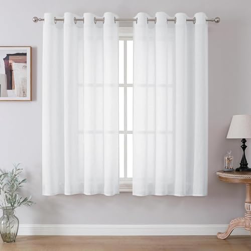 CUCRAF Leinenoptik Weiß Voile Vorhänge mit Ösen Halbtransparent Gardine für Schlafzimmer Wohnzimmer H145 x B140cm 2er Set,Weiß CUCRAF Leinenoptik Weiß Voile Vorhänge mit Ösen Halbtransparent Gardine für Schlafzimmer Wohnzimmer H145 x B140cm 2er Set,Weiß von CUCRAF