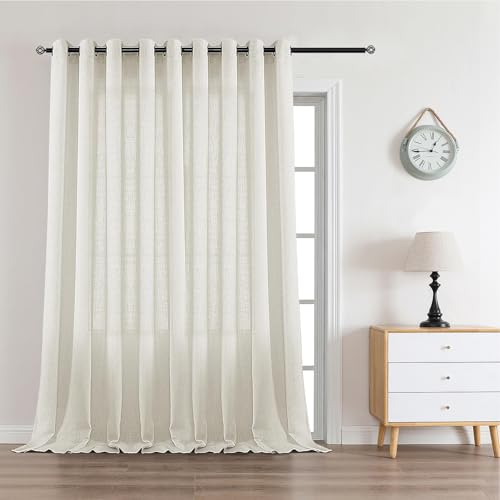 CUCRAF Natur Leinenvorhang mit Ösen Hellbeige Halbtransparente Gardinen Wohnzimmer Leinenoptik Voile Gardinen Leinenfarbe Schlafzimmer Stores von CUCRAF