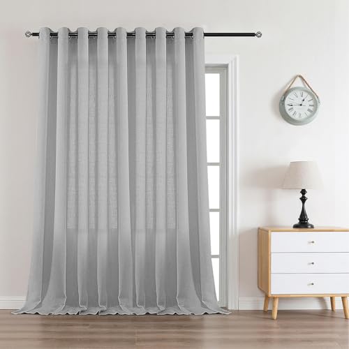 CUCRAF Natur Leinenvorhang mit Ösen Hellgrau Halbtransparente Gardinen Wohnzimmer Leinenoptik Voile Gardinen Leinenfarbe Schlafzimmer Stores von CUCRAF