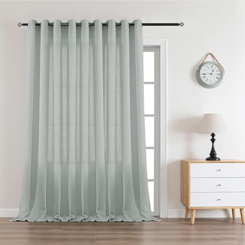 CUCRAF Natur Leinenvorhang mit Ösen Salbeigrün Halbtransparente Gardinen Wohnzimmer Leinenoptik Voile Gardinen Leinenfarbe Schlafzimmer Stores von CUCRAF