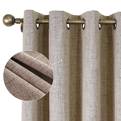 CUCRAF Vorhang 100% Blickdicht Leinen Gardinen mit Ösen Verdunklungsvorhänge Gardinen Leinen H175 x B140 cm 2er Set, Thermovorhang Kälteschutz Schallschutz Vorhang für Wohnzimmer Schlafzimmer von CUCRAF