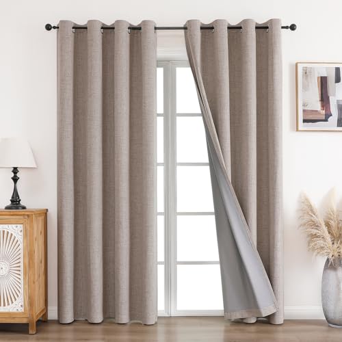 CUCRAF Vorhang 100% Blickdicht Leinen Gardinen mit Ösen Verdunklungsvorhänge Gardinen Leinen H245 x B140 cm 2er Set, Thermovorhang Kälteschutz Schallschutz Vorhang für Wohnzimmer Schlafzimmer von CUCRAF