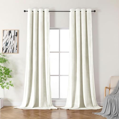 CUCRAF Samtvorhang mit Ösen 2er Set, blickdichte und lichtundurchlässige Vorhänge, H 220 x B 132cm, luxuriöse wärmeisolierende Vorhänge für Wohnzimmer und Schlafzimmer (Elfenbeinweiß) CUCRAF Samtvorhang mit Ösen 2er Set, blickdichte und lichtundurchlässige Vorhänge, H 220 x B 132cm, luxuriöse wärmeisolierende Vorhänge für Wohnzimmer und Schlafzimmer (Elfenbeinweiß) von CUCRAF