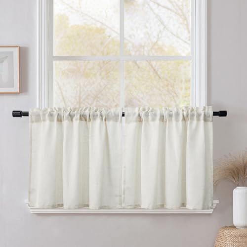 CUCRAF Scheibengardine Küchengardinen Bistrogardine 2er Set Natur Leinen H 60 x B 60 Hellbeige Halb Transparent Stores Gardinen Fenster Leinenvorhang Gardinenschal CUCRAF Scheibengardine Küchengardinen Bistrogardine 2er Set Natur Leinen H 60 x B 60 Hellbeige Halb Transparent Stores Gardinen Fenster Leinenvorhang Gardinenschal von CUCRAF