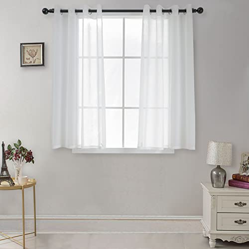 CUCRAF Sheer Voile Transparente Gardinen in Leinenoptik mit Ösen Gardine aus Voile Polyester Ösenschal Wohnzimmer Fensterschal für Schlafzimmer 2er Set 140 X 145 cm (B x H), Off White von CUCRAF