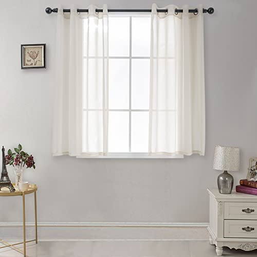 CUCRAF Transparente Gardinen mit ösen Vorhänge Wohnzimmer & Schlafzimmer, H145 x B140cm 2er Set Transluzente Vorhänge Leinen, Unifarbene Pflegeleichte und Knitterfreie Vorhänge in Leinenoptik von CUCRAF