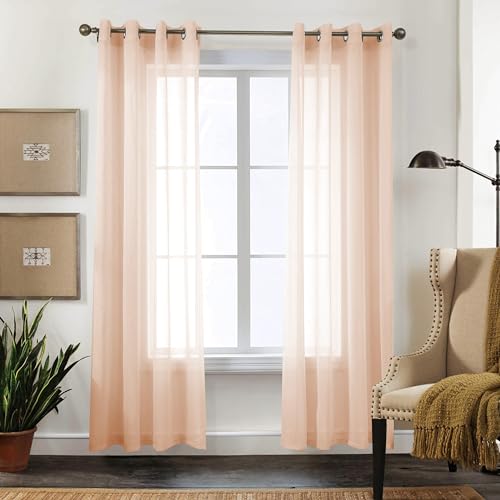 CUCRAF Transparente Gardinen mit Ösen - Wohnzimmer & Schlafzimmer, H260 x B140cm 2er Set Transluzente Vorhänge Baby Rosa, Unifarbene Pflegeleichte und Knitterfreie Vorhänge in Leinenoptik CUCRAF Transparente Gardinen mit Ösen - Wohnzimmer & Schlafzimmer, H260 x B140cm 2er Set Transluzente Vorhänge Baby Rosa, Unifarbene Pflegeleichte und Knitterfreie Vorhänge in Leinenoptik von CUCRAF
