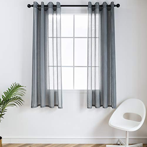 CUCRAF Transparente Gardinen mit ösen Vorhänge Wohnzimmer & Schlafzimmer, H175 x B140cm 2er Set Transluzente Vorhänge Grau, Unifarbene Pflegeleichte und Knitterfreie Vorhänge in Leinenoptik von CUCRAF