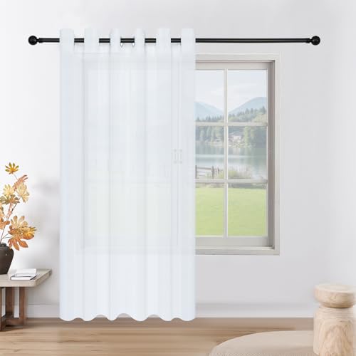 CUCRAF Transparente Weiß Dekoschals Voile Vorhänge mit Ösen Leinenoptik Gardinen Einfarbig durchsichtig für Wohnzimmer Balkon CUCRAF Transparente Weiß Dekoschals Voile Vorhänge mit Ösen Leinenoptik Gardinen Einfarbig durchsichtig für Wohnzimmer Balkon von CUCRAF