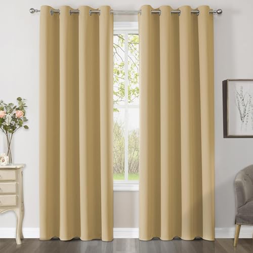 CUCRAF Verdunklungsvorhänge Thermovorhang Kälteschutz 2er Set H213 x B132cm Gardinen mit Ösen Beige Vorhang Blickdicht Weich und Langlebig Schallschutz Vorhang für Schlafzimmer Wohnzimmer CUCRAF Verdunklungsvorhänge Thermovorhang Kälteschutz 2er Set H213 x B132cm Gardinen mit Ösen Beige Vorhang Blickdicht Weich und Langlebig Schallschutz Vorhang für Schlafzimmer Wohnzimmer von CUCRAF