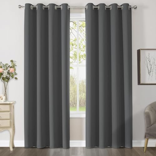 CUCRAF Verdunklungsvorhänge Thermovorhang Kälteschutz 2er Set H140 x B260cm Gardinen mit Ösen Dunkelgrau Vorhang Blickdicht Weich und Langlebig Schallschutz Vorhang für Schlafzimmer Wohnzimmer CUCRAF Verdunklungsvorhänge Thermovorhang Kälteschutz 2er Set H140 x B260cm Gardinen mit Ösen Dunkelgrau Vorhang Blickdicht Weich und Langlebig Schallschutz Vorhang für Schlafzimmer Wohnzimmer von CUCRAF