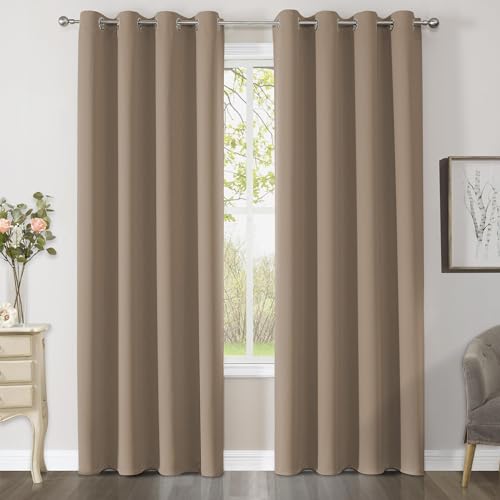 CUCRAF Verdunklungsvorhänge Thermovorhang Kälteschutz 2er Set H140 x B260cm Gardinen mit Ösen Khaki Vorhang Blickdicht Weich und Langlebig Schallschutz Vorhang für Schlafzimmer Wohnzimmer von CUCRAF
