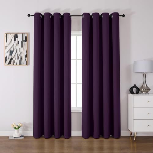 CUCRAF Verdunklungsvorhänge Thermovorhang Kälteschutz 2er Set H213 x B132cm Gardinen mit Ösen Dunkellila Vorhang Blickdicht Weich und Langlebig Schallschutz Vorhang für Schlafzimmer Wohnzimmer von CUCRAF