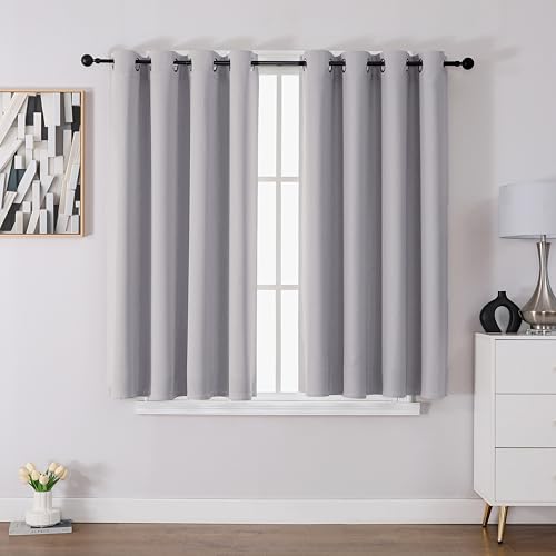 CUCRAF Vorhang Blickdicht Thermovorhang Kälteschutz 2er Set H137 x B132 cm Verdunklungsvorhänge Grauweiß Gardinen mit Ösen, Weich und Langlebig Schallschutz Vorhang für Schlafzimmer Wohnzimmer von CUCRAF