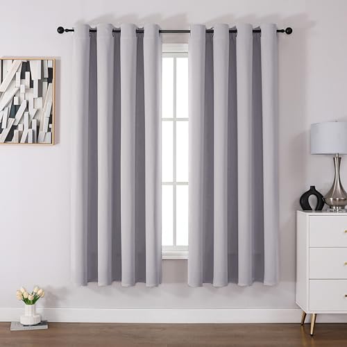 CUCRAF Vorhang Blickdicht Thermovorhang Kälteschutz 2er Set H175 x B140 cm Verdunklungsvorhänge Grauweiß Gardinen mit Ösen, Weich und Langlebig Schallschutz Vorhang für Schlafzimmer Wohnzimmer von CUCRAF