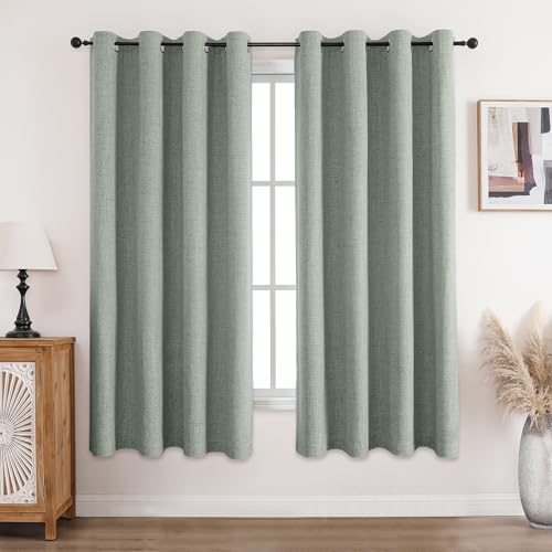 CUCRAF Vorhang 100% Blickdicht Leinen Gardinen mit Ösen Verdunklungsvorhänge Gardinen Graugrün H183 x B117 cm 2er Set, Thermovorhang Kälteschutz Schallschutz Vorhang für Wohnzimmer Schlafzimmer CUCRAF Vorhang 100% Blickdicht Leinen Gardinen mit Ösen Verdunklungsvorhänge Gardinen Graugrün H183 x B117 cm 2er Set, Thermovorhang Kälteschutz Schallschutz Vorhang für Wohnzimmer Schlafzimmer von CUCRAF