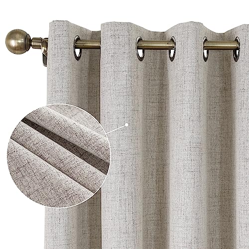 CUCRAF Vorhang 100% Blickdicht Leinen Gardinen mit Ösen Verdunklungsvorhänge Gardinen Grauweiß H175 x B140 cm 2er Set, Thermovorhang Kälteschutz Schallschutz Vorhang für Wohnzimmer Schlafzimmer von CUCRAF