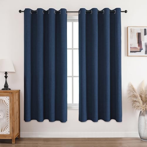 CUCRAF Vorhang 100% Blickdicht Leinen Gardinen mit Ösen Verdunklungsvorhänge Gardinen Navy Blau H183 x B117 cm 2er Set, Thermovorhang Kälteschutz Schallschutz Vorhang für Wohnzimmer Schlafzimmer CUCRAF Vorhang 100% Blickdicht Leinen Gardinen mit Ösen Verdunklungsvorhänge Gardinen Navy Blau H183 x B117 cm 2er Set, Thermovorhang Kälteschutz Schallschutz Vorhang für Wohnzimmer Schlafzimmer von CUCRAF