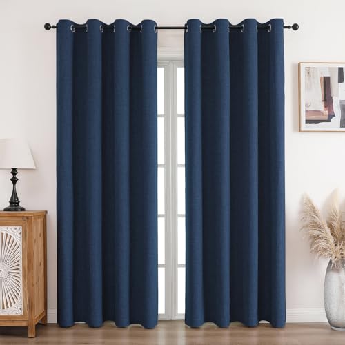 CUCRAF Vorhang 100% Blickdicht Leinen Gardinen mit Ösen Verdunklungsvorhänge Gardinen Navy Blau H229 x B117 cm 2er Set, Thermovorhang Kälteschutz Schallschutz Vorhang für Wohnzimmer Schlafzimmer CUCRAF Vorhang 100% Blickdicht Leinen Gardinen mit Ösen Verdunklungsvorhänge Gardinen Navy Blau H229 x B117 cm 2er Set, Thermovorhang Kälteschutz Schallschutz Vorhang für Wohnzimmer Schlafzimmer von CUCRAF