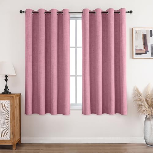 CUCRAF Vorhang 100% Blickdicht Leinen Gardinen mit Ösen Verdunklungsvorhänge Gardinen Rosa H117 x B137 cm 2er Set, Thermovorhang Kälteschutz Schallschutz Vorhang für Wohnzimmer Schlafzimmer CUCRAF Vorhang 100% Blickdicht Leinen Gardinen mit Ösen Verdunklungsvorhänge Gardinen Rosa H117 x B137 cm 2er Set, Thermovorhang Kälteschutz Schallschutz Vorhang für Wohnzimmer Schlafzimmer von CUCRAF