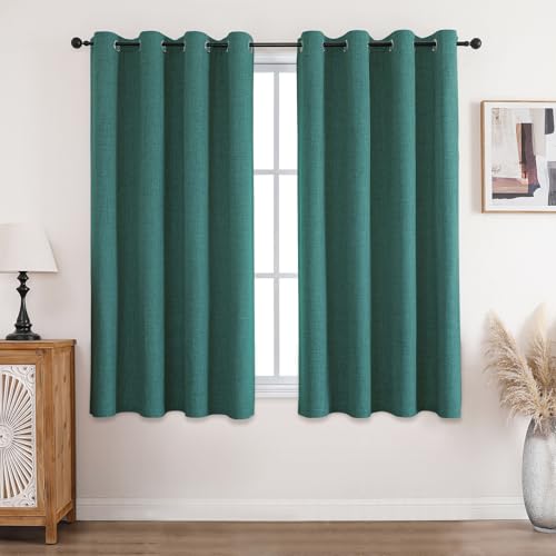 CUCRAF Vorhang 100% Blickdicht Leinen Gardinen mit Ösen Verdunklungsvorhänge Gardinen Waldgrün H160 x B132 cm 2er Set, Thermovorhang Kälteschutz Schallschutz Vorhang für Wohnzimmer Schlafzimmer CUCRAF Vorhang 100% Blickdicht Leinen Gardinen mit Ösen Verdunklungsvorhänge Gardinen Waldgrün H160 x B132 cm 2er Set, Thermovorhang Kälteschutz Schallschutz Vorhang für Wohnzimmer Schlafzimmer von CUCRAF