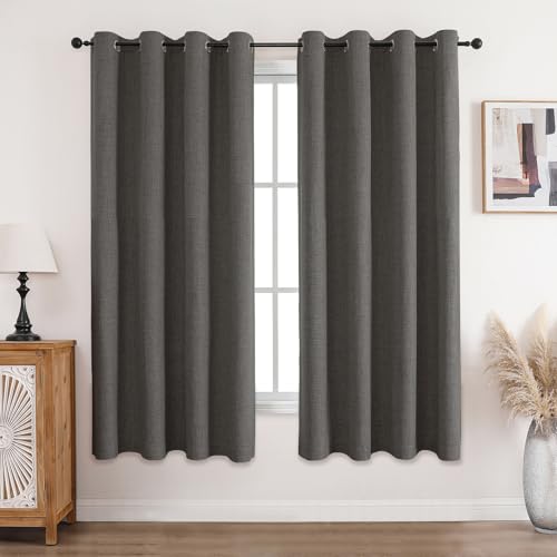 CUCRAF Vorhang 100% Blickdicht Leinen Gardinen mit Ösen Verdunklungsvorhänge Gardinen Grau H175 x B140 cm 2er Set, Thermovorhang Kälteschutz Schallschutz Vorhang für Wohnzimmer Schlafzimmer CUCRAF Vorhang 100% Blickdicht Leinen Gardinen mit Ösen Verdunklungsvorhänge Gardinen Grau H175 x B140 cm 2er Set, Thermovorhang Kälteschutz Schallschutz Vorhang für Wohnzimmer Schlafzimmer von CUCRAF