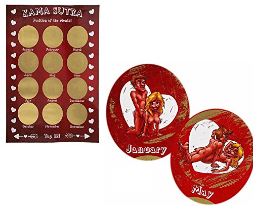 CUCUBA® Poster Kama Sutra Kalender Kamasutra ZUM FREIRUBBELN GRÖßE 60X40 cm FÜR JUNGGESELLENABSCHIED/JUNGGESELLINNENABSCHIED/Geburtstage 18+ - Geschenkidee von CUCUBA