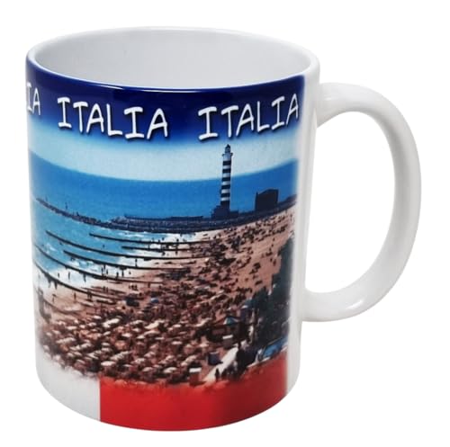 CUCUBA Keramiktasse mit künstlerischem Design Jesolo mit Foto Strand für Frühstück Snacks 36 cl von CUCUBA