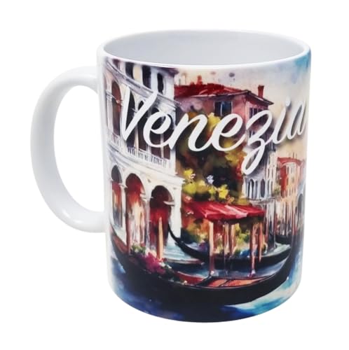CUCUBA Keramiktasse mit künstlerischem Design Venedig Sonnenuntergang für Frühstück Snacks 36 cl von CUCUBA