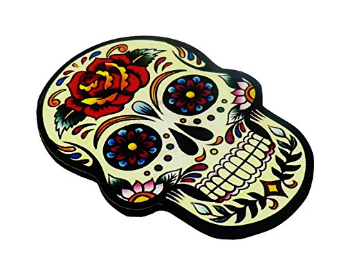 Cucuba® MAGNET AUF HOCHWERTIGEM HOLZ VINTAGE STYLE FÜR COLLECTION – GESCHENKIDEE (Magnete Mexikanischer Schädel gelb) von CUCUBA