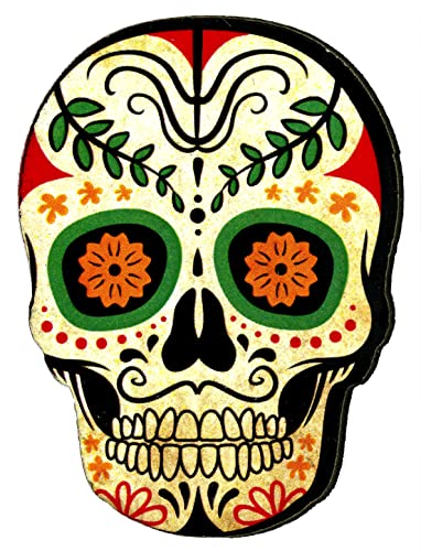 KUSTOM ART CUCUBA MAGNET MAGNET MAGNET VINTAGE STIL ZUM Sammeln Druck auf Holz - Geschenkidee (Mexikanischer Totenkopf) (Gelb) von CUCUBA
