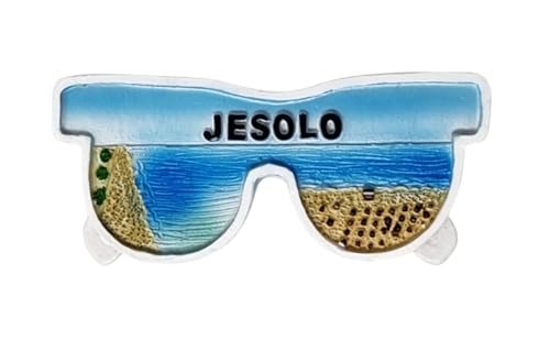 Kühlschrankmagnet Italien Jesolo in Form einer 3D-Sonnenbrille aus Harz, Sammlerstück, 9 x 4 cm, 60402 von CUCUBA