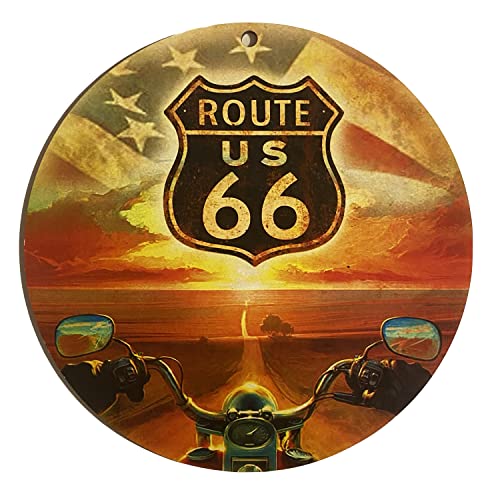 Kustom Art Bild Serie Route US 66 Vintage-Stil aus Kollektion, Druck auf Holz, 24 cm. von CUCUBA
