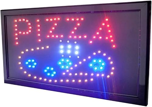 Leuchtendes LED-Schild mit Schriftzug Pizza, 48 x 25 x 2 cm von CUCUBA