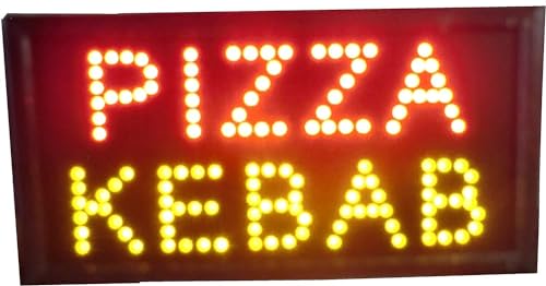 CUCUBA Reclame Tischschild beleuchtet mit Schriftzug - Pizza Kebab 48 x 25 x 2 cm mit LEDs [Energieklasse A] für Werbung von CUCUBA