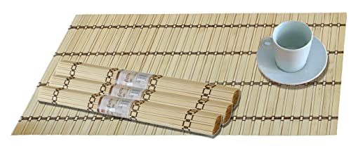 Set mit 4 Tischsets aus Bambus 30 x 40 cm, Beige von CUCUBA