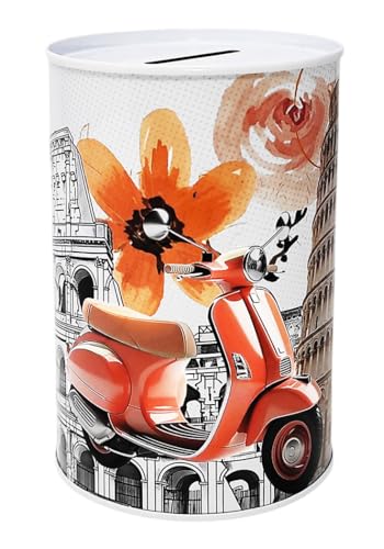 Spardose Design Italien charakteristische Elemente und Monumente Turm von Pisa Kolosseum aus Metall, nicht zu öffnende Blechdose, 13 x 8 cm von CUCUBA