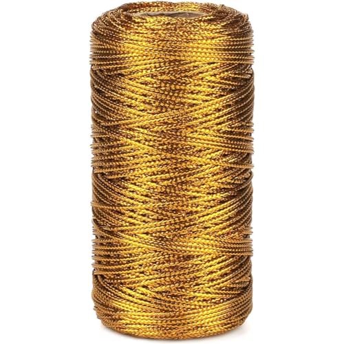 100M Gold String Schnur, 1,5 mm Dicke goldene Schnur dekorative metallische Schnur Weihnachten Glitter Handwerk Schnur Schmuck Faden Schnur für DIY Kunsthandwerk Geschenkverpackungen Hochzeit Favors von CUCUFA