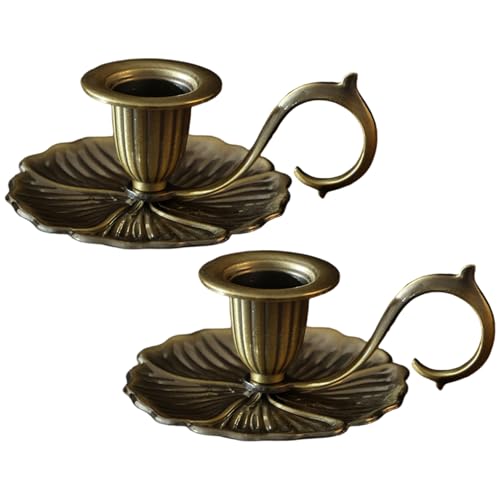2pcs Vintage -Kerzenhalter Abnehmbarer Metall Kerzenhalter mit Griffrostsicherer Taper -Kerzenständer für Weihnachtshochzeitshäuser (Bronze), Sich verjüngende Halter von CUCUFA