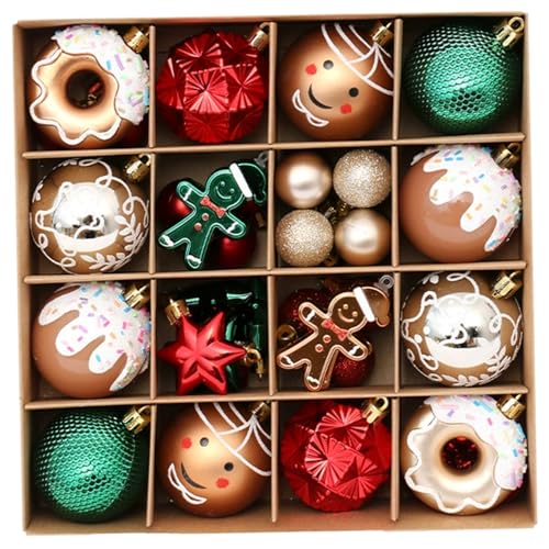 42pcs/Set Weihnachtsbällchen Rotes Grün Gold Weihnachtsbaum -Dekor Shatterproof Donut Lebkuchen Hängende Bälle für Weihnachten Bäume Urlaubsdekor, Baumdekorationen 42pcs/Set Weihnachtsbällchen Rotes Grün Gold Weihnachtsbaum -Dekor Shatterproof Donut Lebkuchen Hängende Bälle für Weihnachten Bäume Urlaubsdekor, Baumdekorationen von CUCUFA