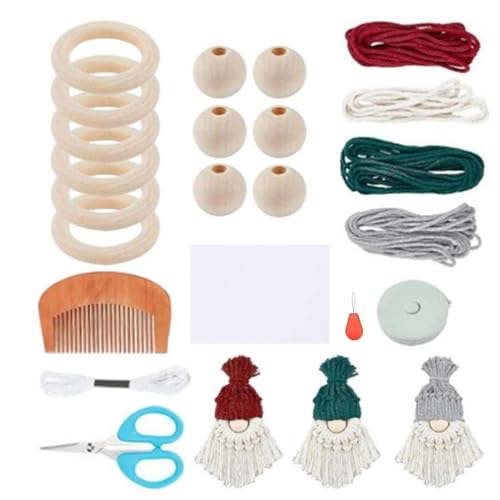 6 Satz Weihnachten DIY Makramee GNOME Kit, Weihnachtsbaumschmuck DIY Weihnachtsmann Kit Baumwolle Weihnachtsmann Gnom Making Supplies Xmas Makramee hängenden Ornament, Stil 1 von CUCUFA