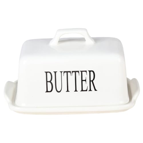 Butterschale mit Deckel, 6, 5 x 4, 3 x 4 Rechteck Keramik Butterschüssel mit rutschfestem Boden, staubdichtem Abdeckungsabdeck von CUCUFA