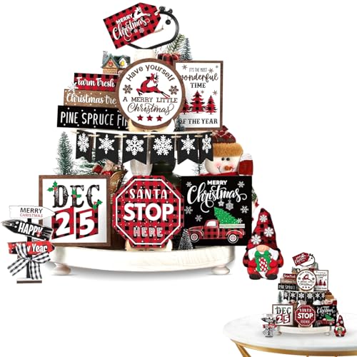 CUCUFA 15pcs Weihnachtsbüschchen -Tablettdekorationen Set Holzhölzertagel -Tablett -Dekor mit entzückenden Designs vielseitiger Dekor mit Halter zum Feiern CUCUFA 15pcs Weihnachtsbüschchen -Tablettdekorationen Set Holzhölzertagel -Tablett -Dekor mit entzückenden Designs vielseitiger Dekor mit Halter zum Feiern von CUCUFA