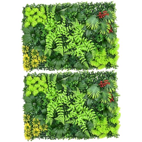 CUCUFA 2pcs Graswandpaneele, 16x24 Zoll Laubwandpanel, verdickter Zaunbildschirm, realistisches künstliches Grün für Innen-, Außen-, künstliche Pflanzenpaneele von CUCUFA